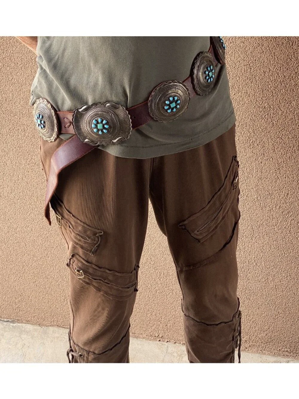 Navajo Eugene Charley Sterling Concho Belt Turquoise Vintage (NECF)